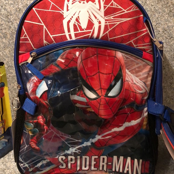 Spider-Man 5 piece backpack with Spider-Man Heroes of Goo Jit Zu toy!!! NEW - Picture 6 of 6
